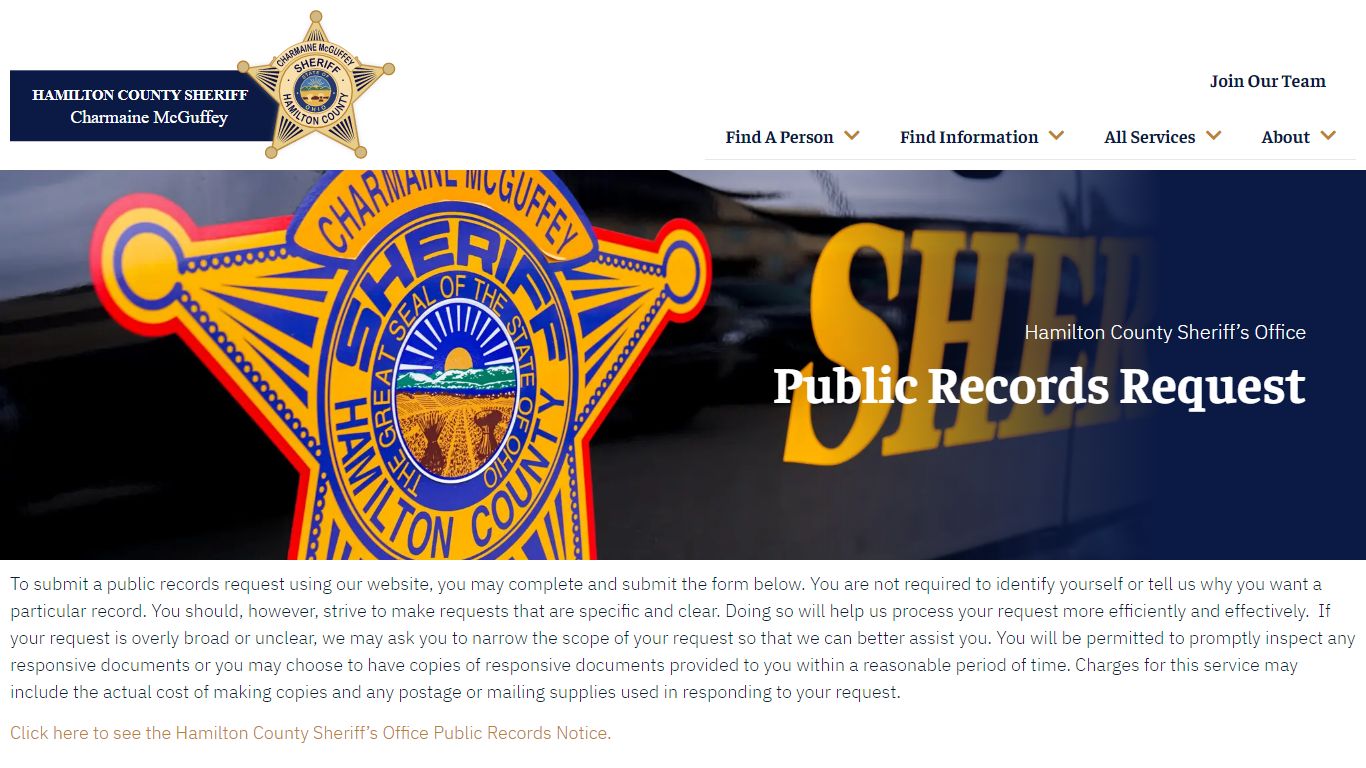 Public Records Requests - Hamilton County Sheriff's Office